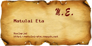 Matulai Eta névjegykártya